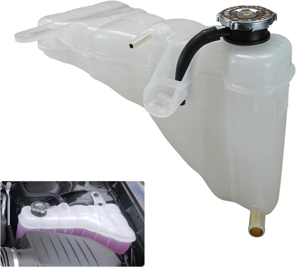 603-380 Engine Coolant Reservoir Tank with Cap Compatible with 2011 - 2021 Chrysler 300, Dodge Challenger, Dodge Charger 3.6L 5.7L 6.4L | Overflow Tank Replaces# 55111260AB, 55111260AF