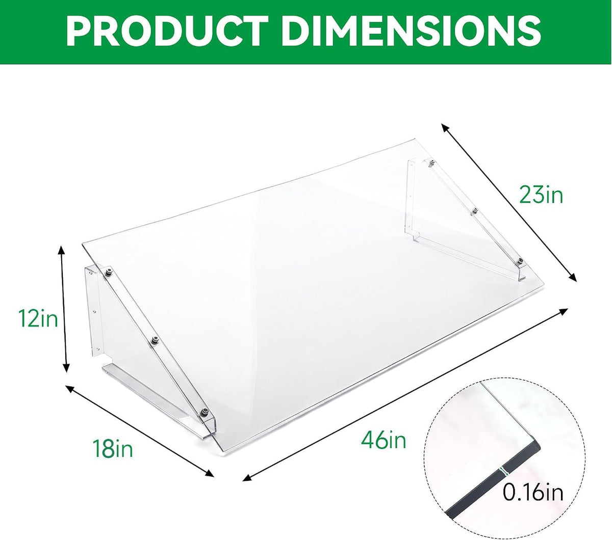 46"L x 18"W x 12"H Heavy-Duty Atrium Basement Window Well Covers, Clear Polycarbonate Egress Window Well Cover with