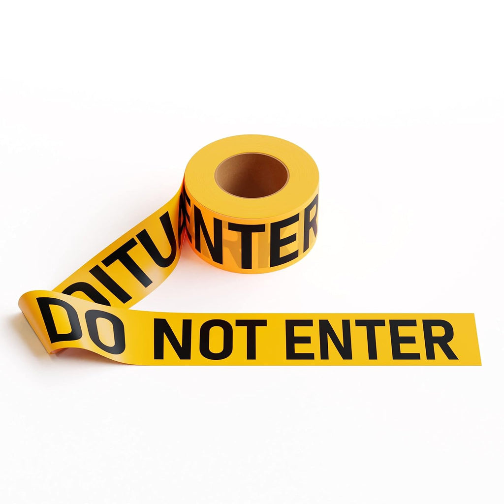 PE Warning Tape, Caution DO NOT Enter | Yellow, 3 in X 1000 Ft, 2.0 Mil Thick, With High-visibility Black Print for