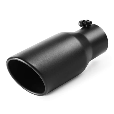 Exhaust Tip 3.5 Inch Inlet, 3.5" Inlet 5" Outlet 12" Long Black Coated Finish Muffler Tip For Truck Tailpipe