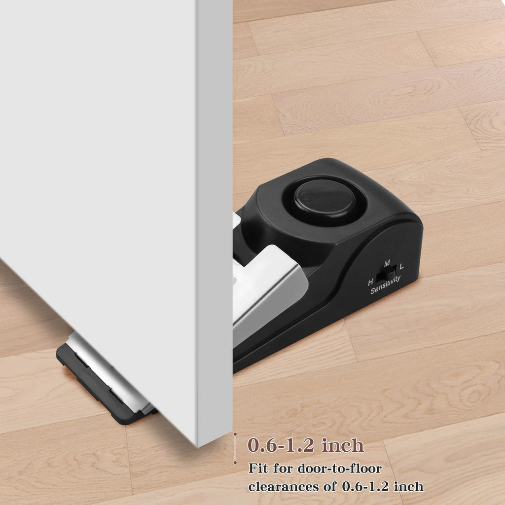 Door Stop Alarm with 120DB Siren Door Stop for Home & Travel (Black) (Pack of 2)