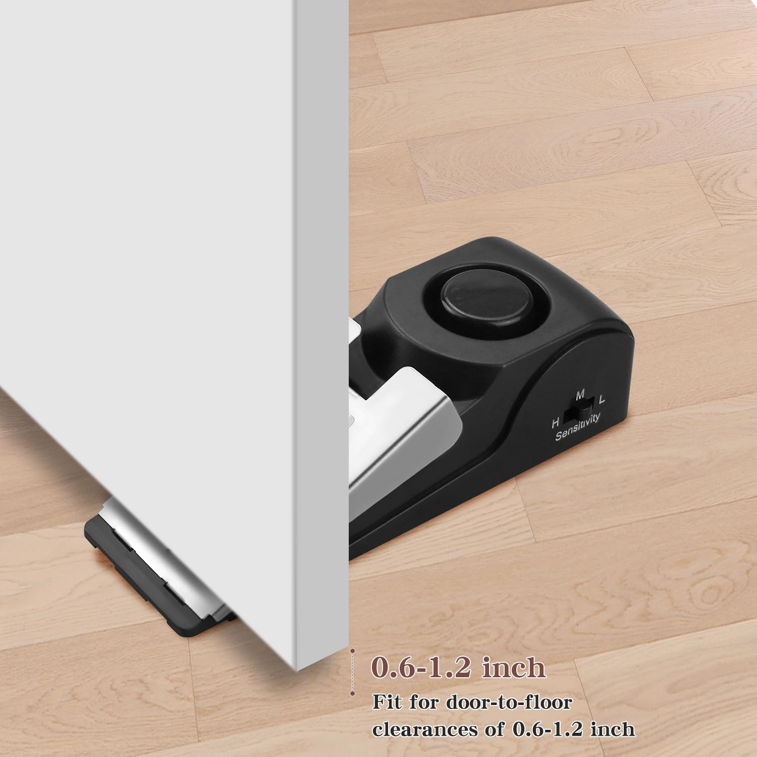 Door Stop Alarm with 120DB Siren Door Stop for Home & Travel (Black) (Pack of 2)