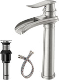 Vessel Sink Faucet Brushed Nickel Tall Waterfall Bathroom Faucet