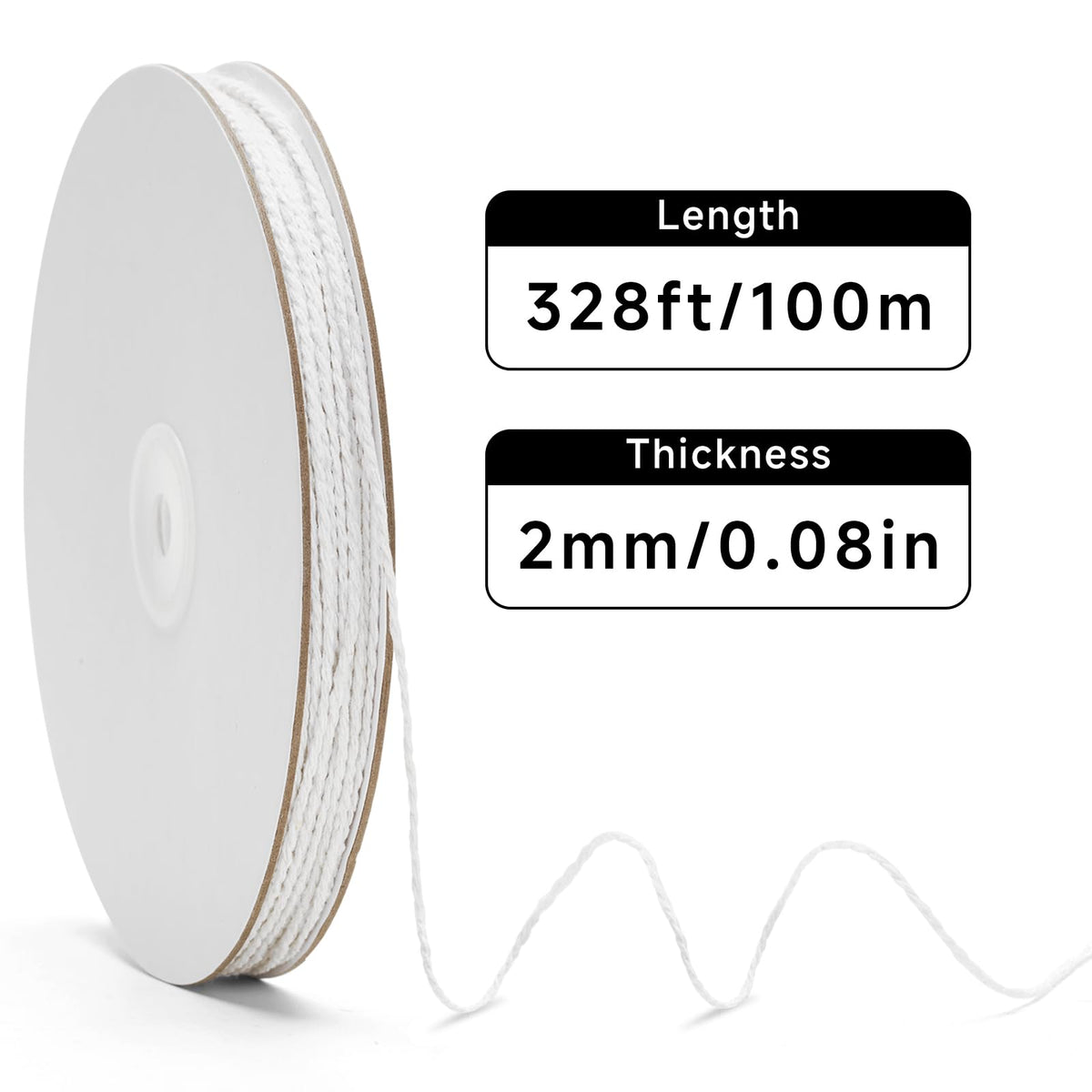 2MM White String, 328 Feet Cotton Butchers Twine for Craft & Cooking