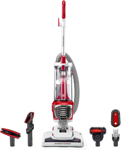 Bagless Upright Vacuum, Red, DU2015 | Lightweight Carpet Cleaner, 10' Hose, HEPA Filter, 4 Cleaning Tools
