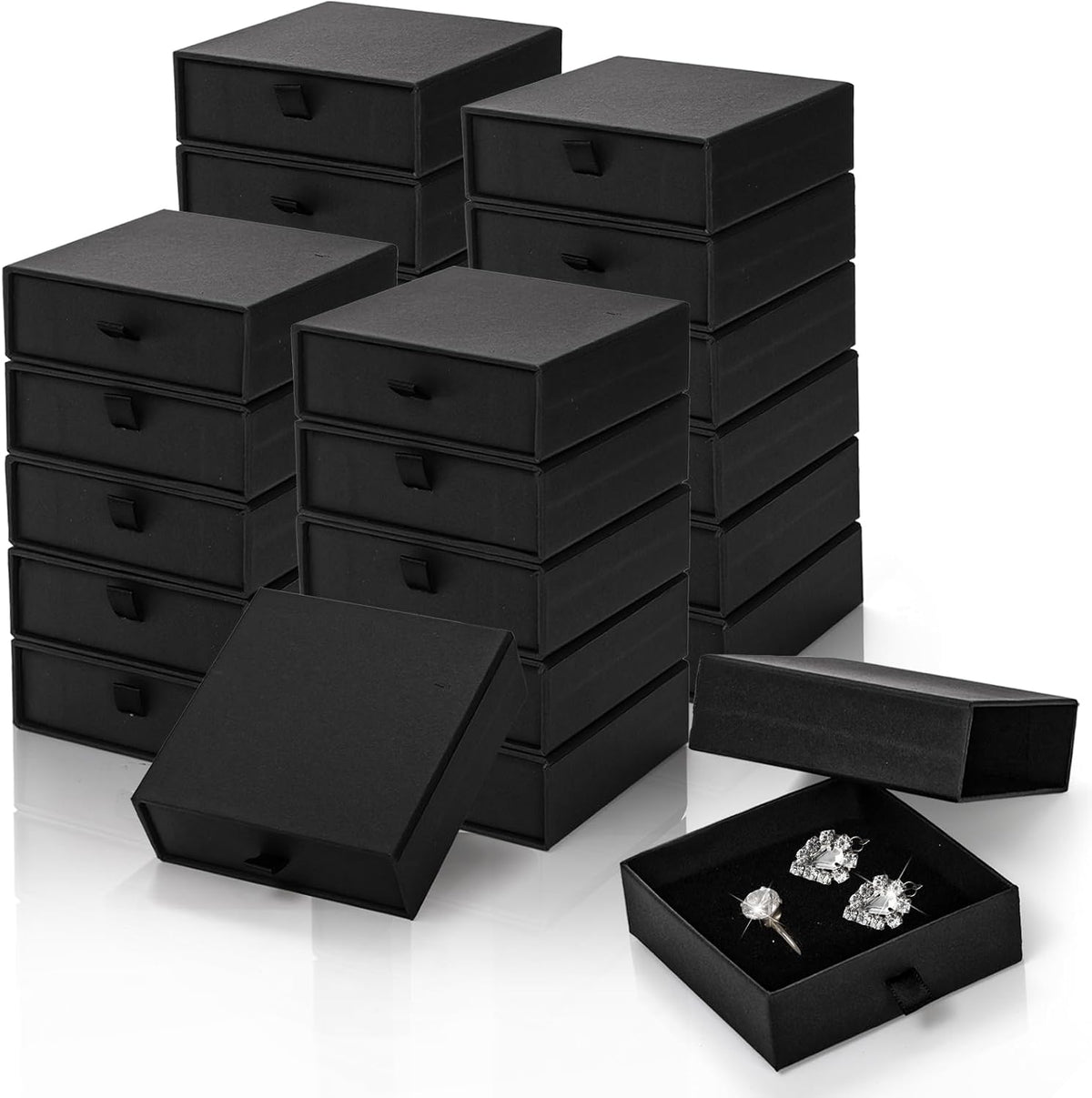 24 Pack Jewelry Gift Boxes, 3.5x3.5x1.2 Inch, Black