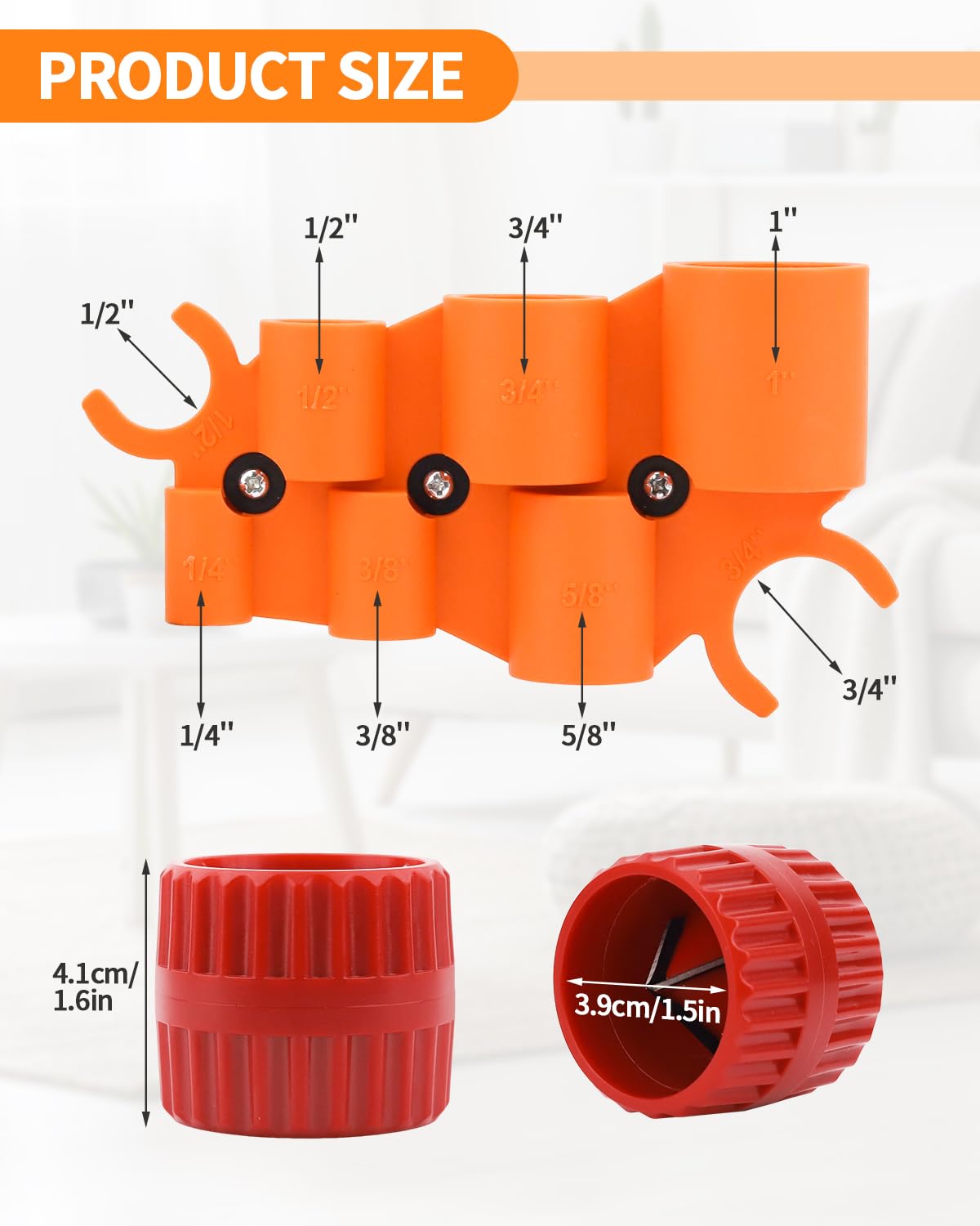 1/4'' - 1'' Depth Gauge with Pipe Deburring Tool Kit, 1/8'' to 1-5/8'' Inner Outer Reamer Pipe Deburring Tubing