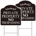 No Trespassing Signs Private Property, Large 2-Pack private property no trespassing sign 12"x12" Double-Sided H-Stake