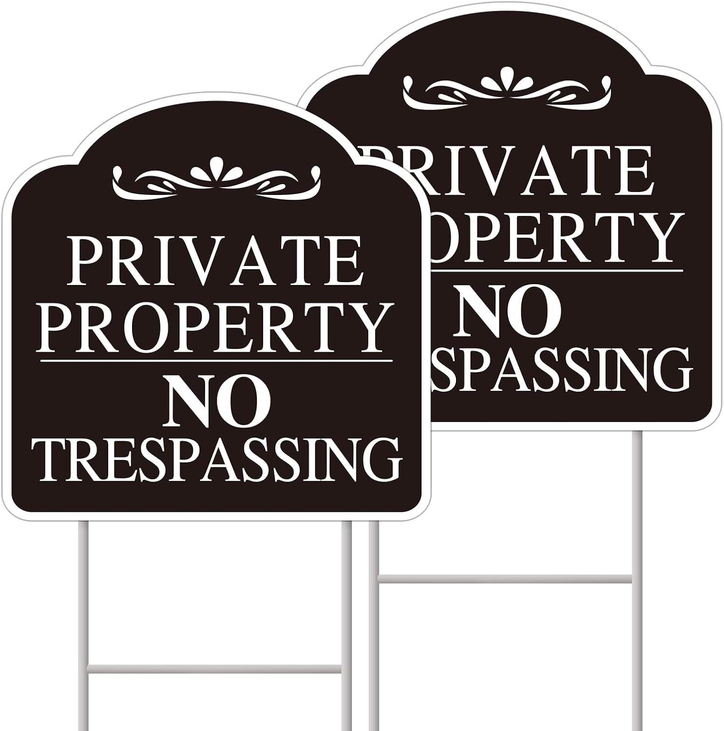 No Trespassing Signs Private Property, Large 2-Pack private property no trespassing sign 12"x12" Double-Sided H-Stake