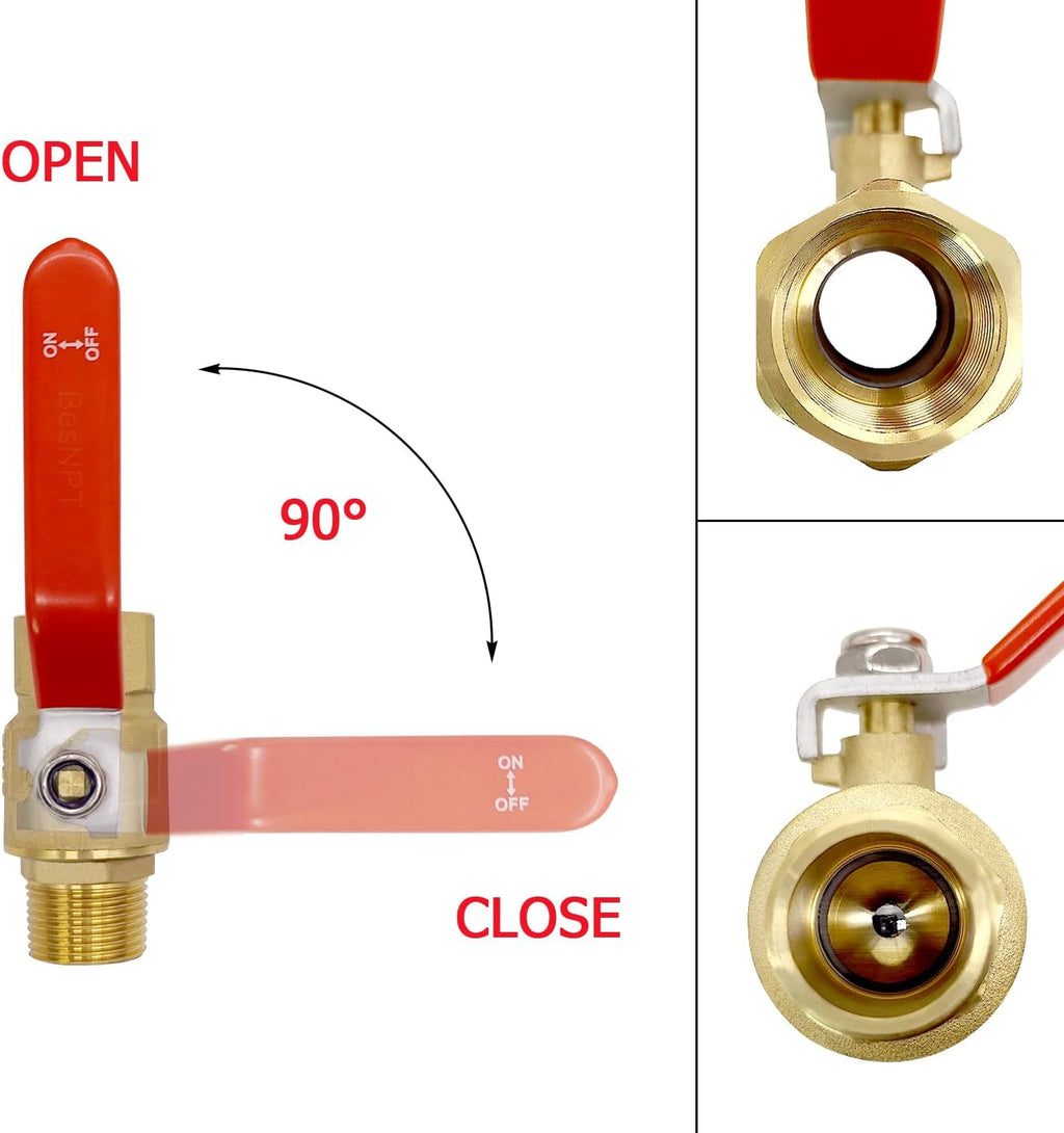 Brass 3/4" NPT Male to 3/4" NPT Female Shut-Off Ball Valve
