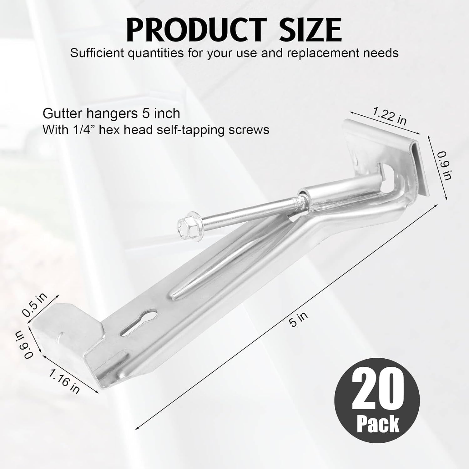5 inch Gutter Hanger for K Style Aluminum Gutters, 20 Pcs