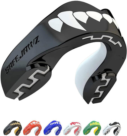 Black Fangz Mouth Guard, Adult Dual Layer Mouthguard with Case | Adult 12+ Years, Black Sports Mouthpiece, Easy Fit