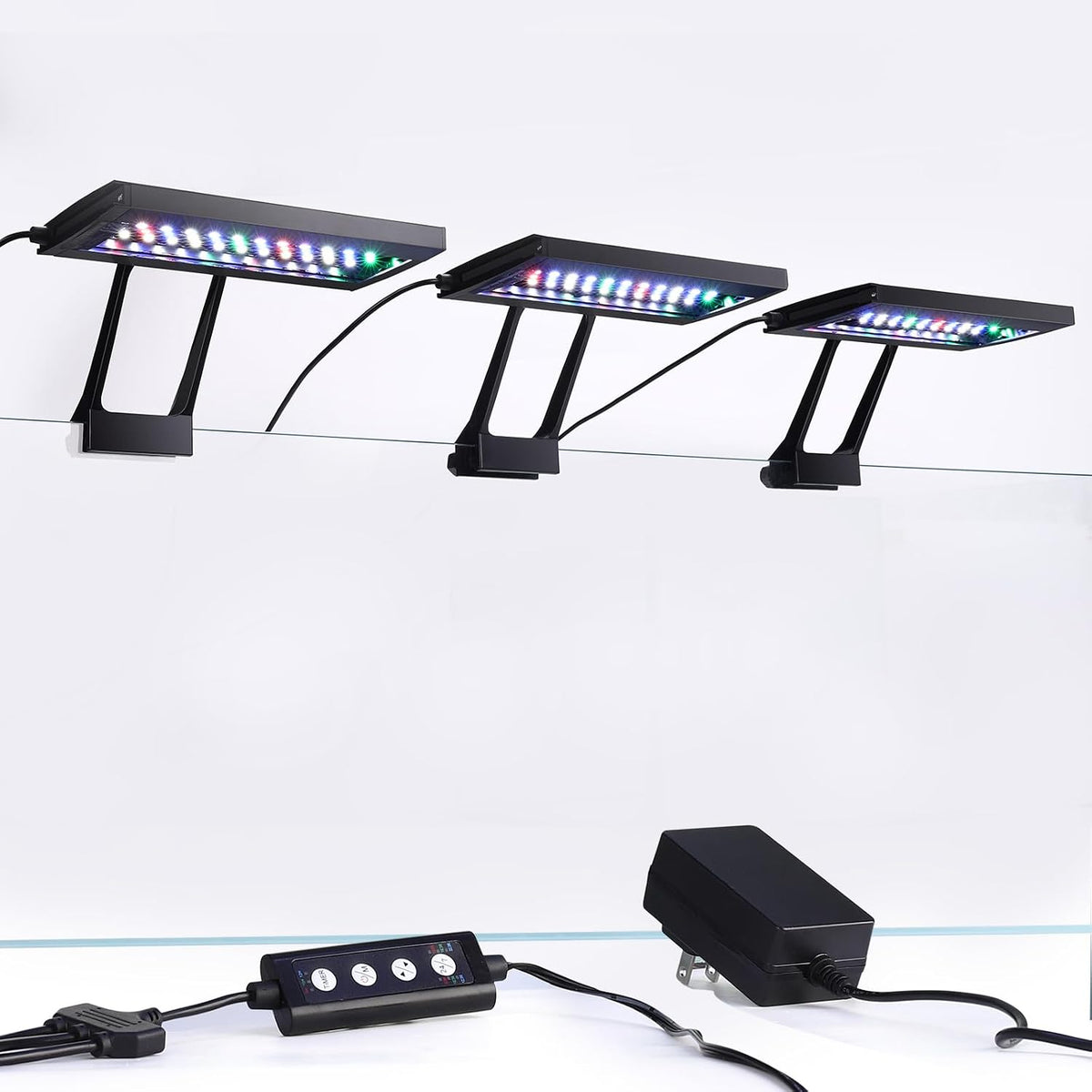 Clip On Aquarium LED Light with Multi-Channel Controller, Fish Tank Light 24/7 Lighting Sunrise-Daylight-Moonlight