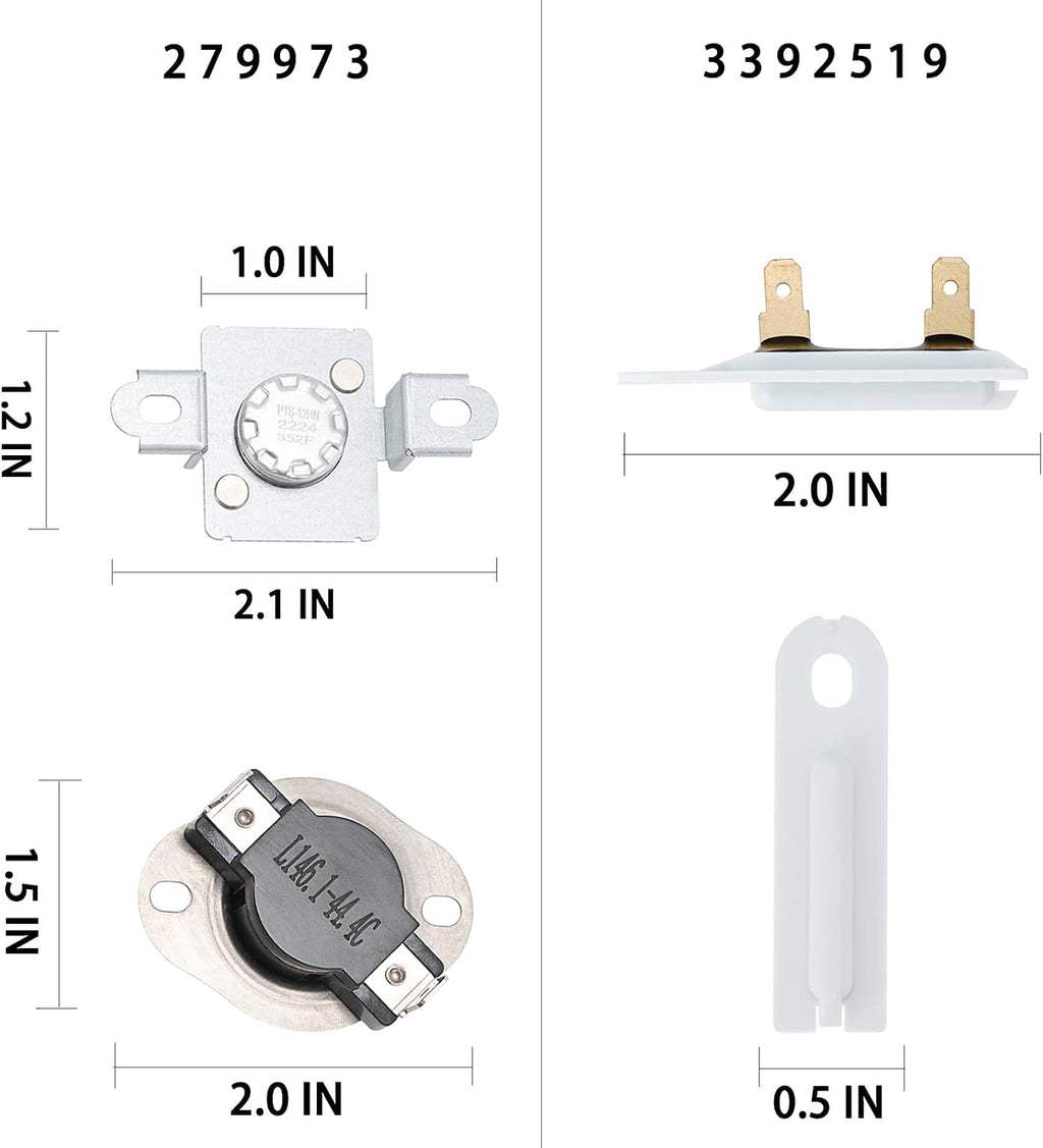 WED75HEFW0, WED9200SQ0/1, WED7300XW0, MED3500FW0 Replacement for Whirlpool (Cabrio/Duet) & Maytag (Bravos XL) Dryer Heating Element Kit MEDB880BW0, MEDB725BW0, MEDB850YW2, MEDB850WQ0.