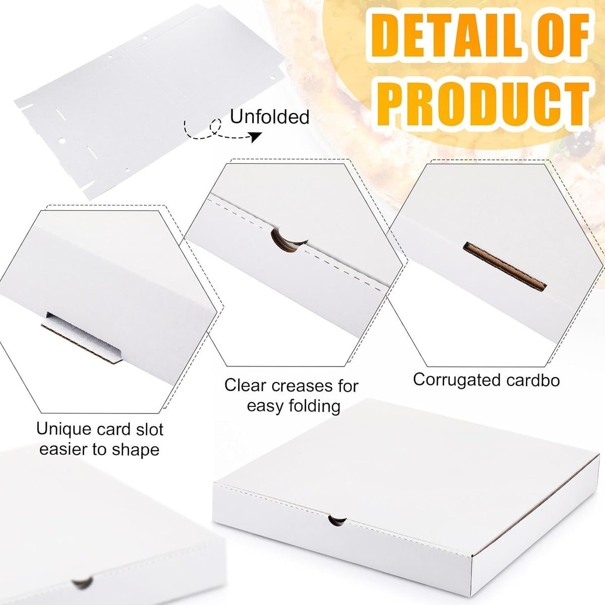 100 Pcs Pizza Boxes Bulk Cardboard Square, White, 12 Inch