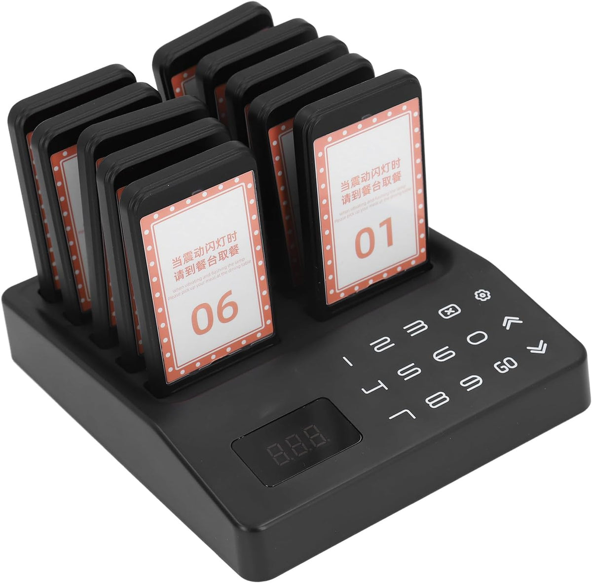 1000m Stable Signal, Moderate Vibration Strength, 1 Base 10 Guest Pagers Wireless Calling System, Simple Operation