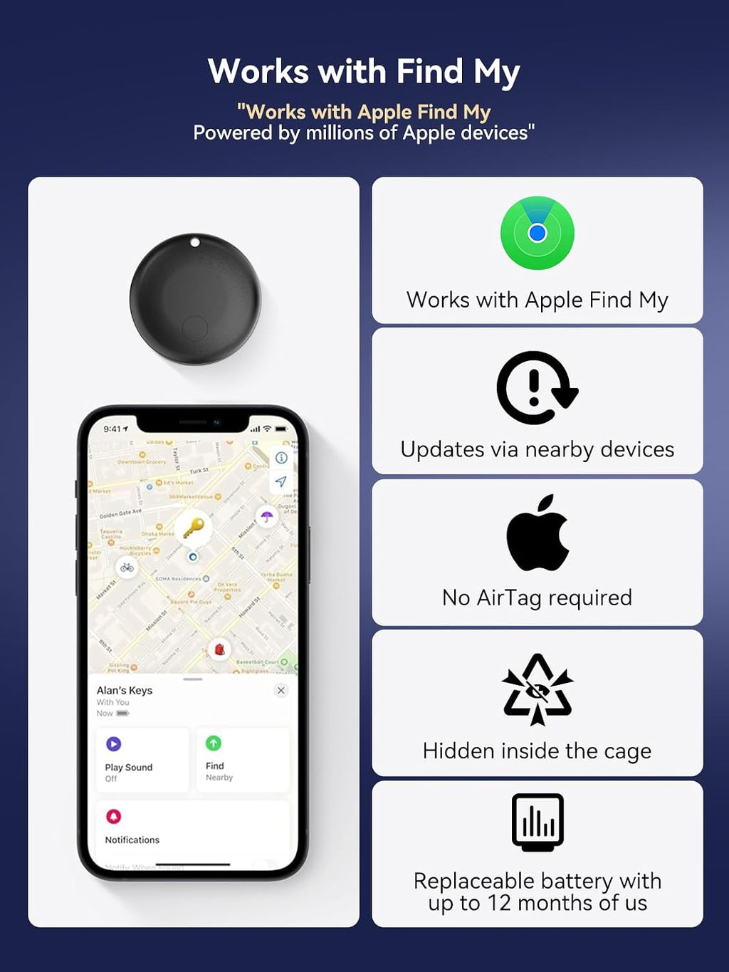 Bike Water Bottle Cage with Built-in Item Finder, Works with Find My App, Hidden Anti-Loss Bicycle Finder, No Extra