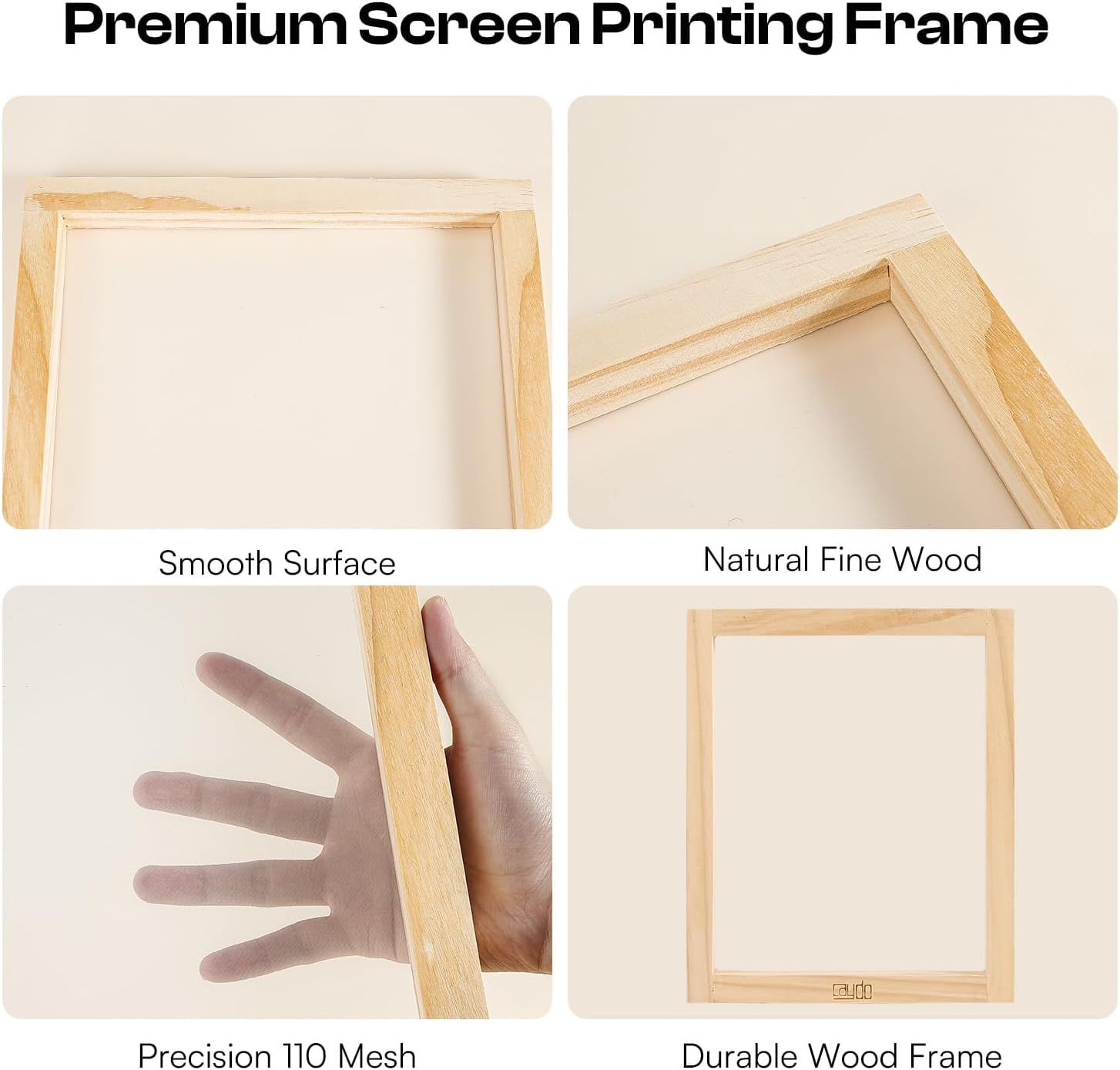 8x10 Inch Wood Silk Screen Frame, 110 White Mesh for DIY Printing | includes screen printing squeegee, for T-shirts