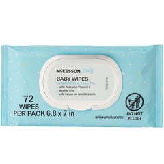 Baby Wipe with Aloe and Vitamin, 6.8 x 7 in, 72 Wipes, 72 per Pack | 99% Water, Flip-Top Lid, Alcohol-Free