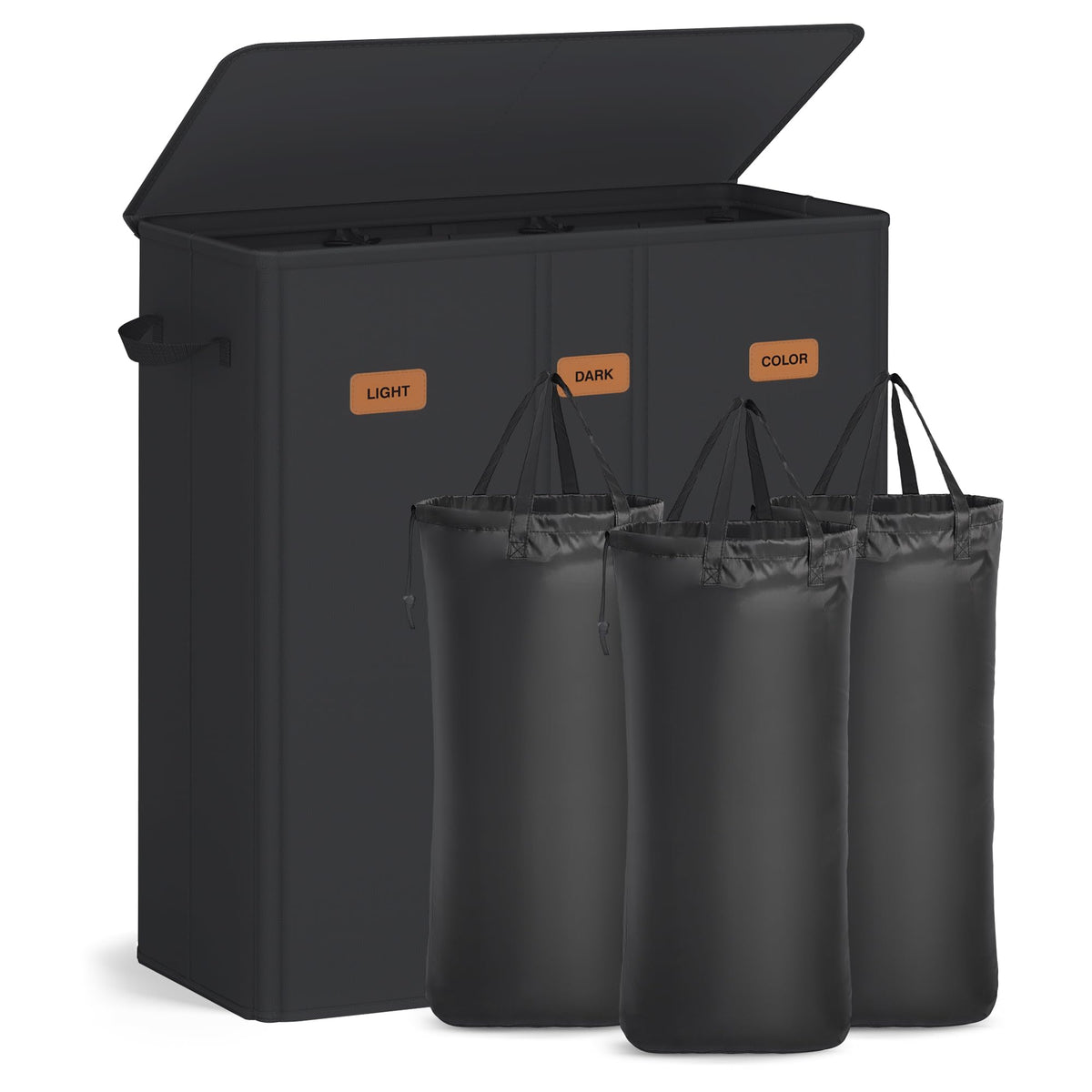 160L Laundry Hamper, 4-Compartment Laundry Sorter with Lid
