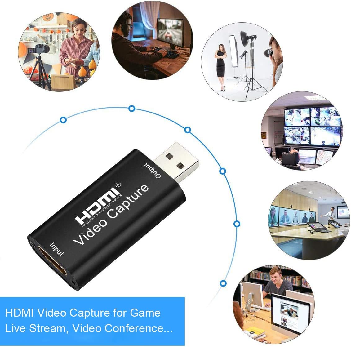 HDMI Video Capture Card, 4K HDMI to USB Capture Card Full HD 1080P 30fps, Record via DSLR, Camcorder, Action Cam for