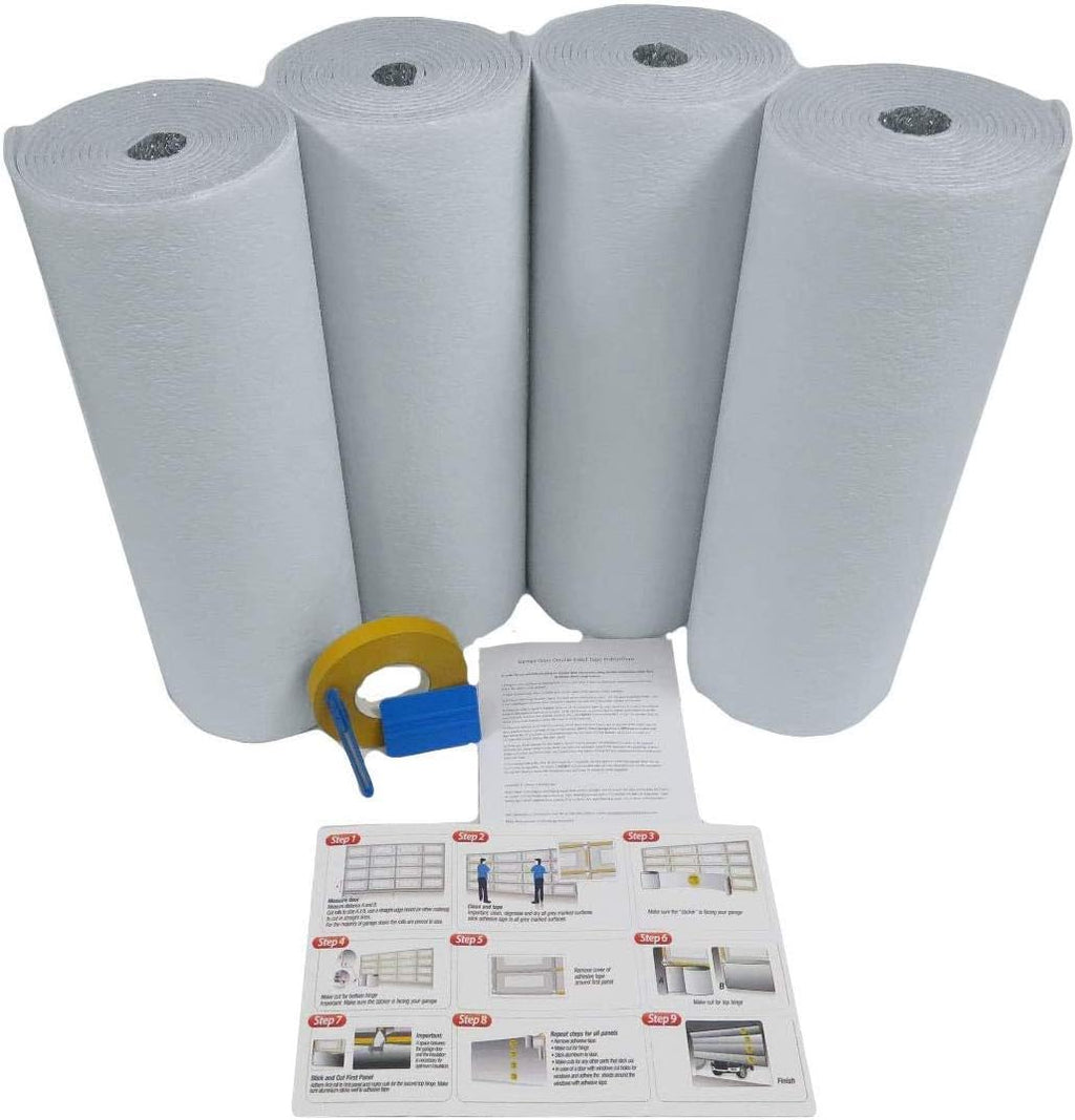 NASA TECH White Reflective Foam Core 2 Car Garage Door Insulation Kit 18FT (Wide) x 8FT (HIGH) R Value 8.0 Made in