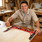 Stair Tread Template Tool with Triangular Brace and Edge Flip Stops