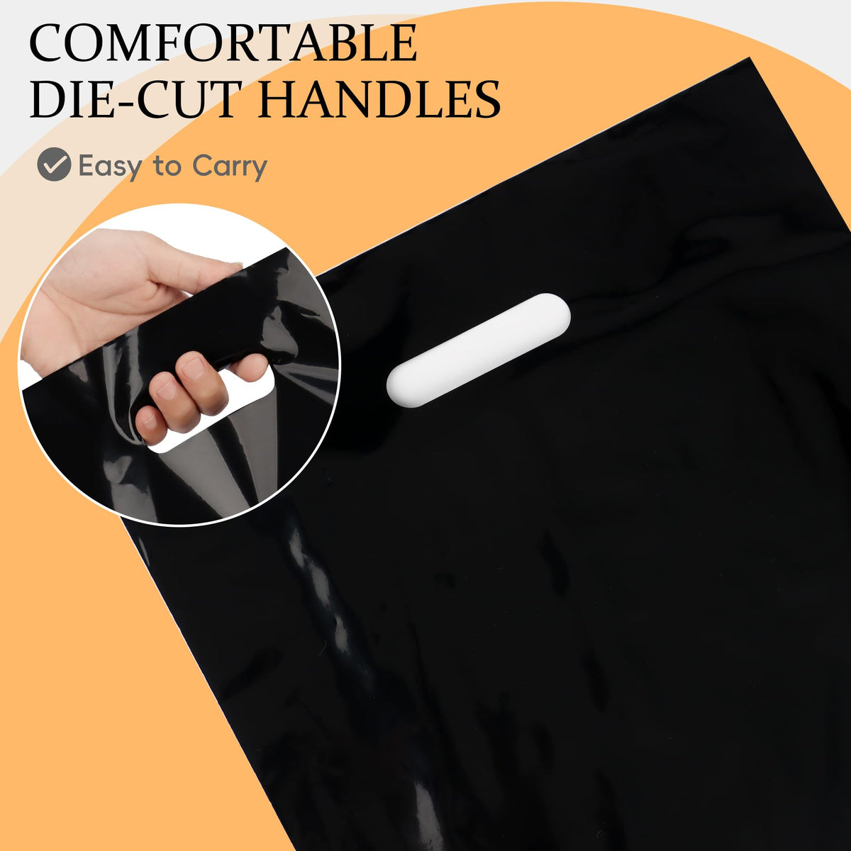 100-Pack Black Plastic Shopping Bags with Handles, 12x15 In Gift Bag
