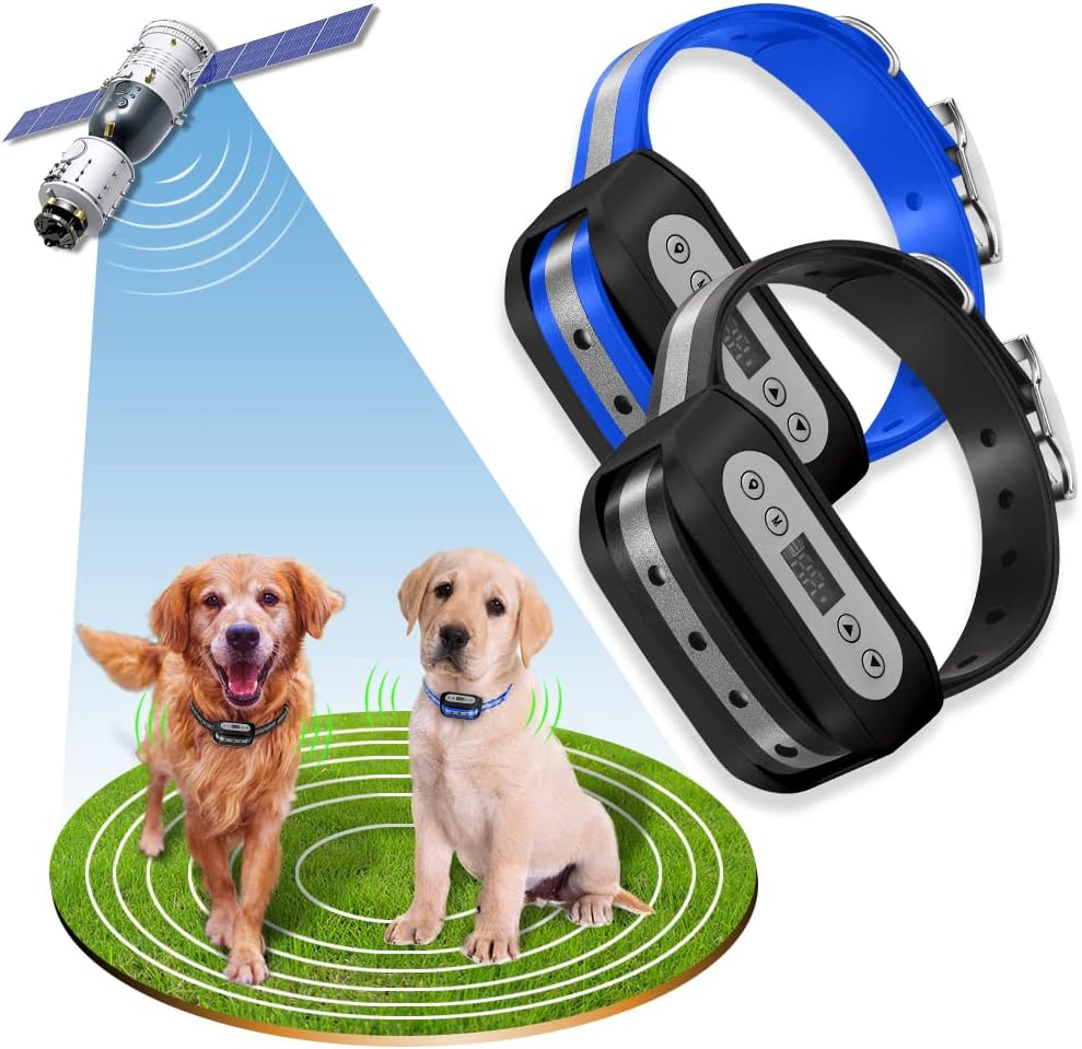 GPS Wireless Dog Fence System for 2 Dog, Electric Satellite Technology Pet Containment System by GPS Signal Boundary