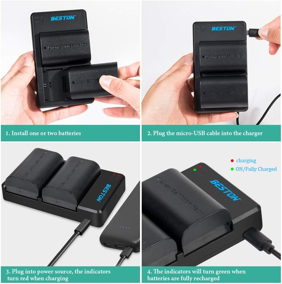 2-Pack of LP-E6N Batteries and Dual Battery Charger for Canon EOS R, R5,R6,R6 Mark II, EOS 60D 70D 80D 90D, 5D Mark