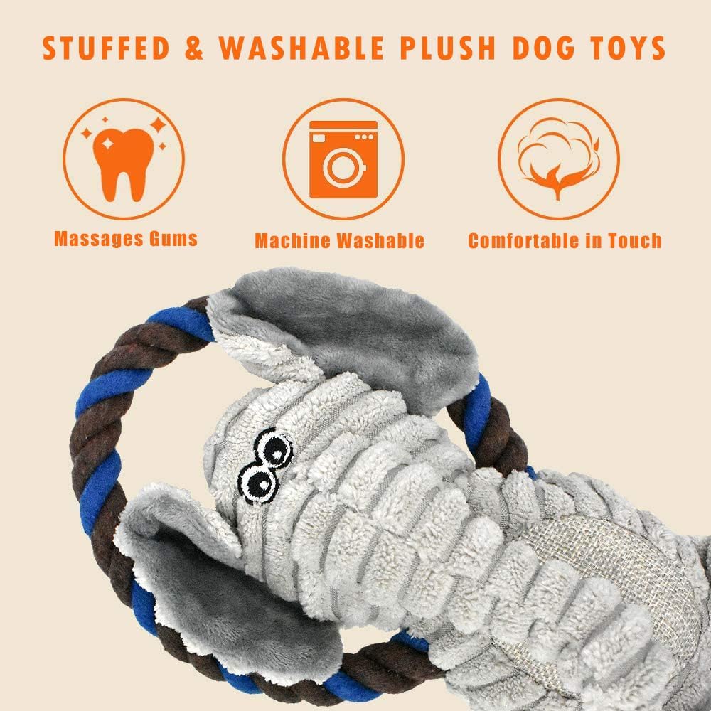 Rope Dog Toys to Keep Them Busy - Tug of War Dog Toys for Boredom Plush Interactive Squeaky Puppy Toys for Small