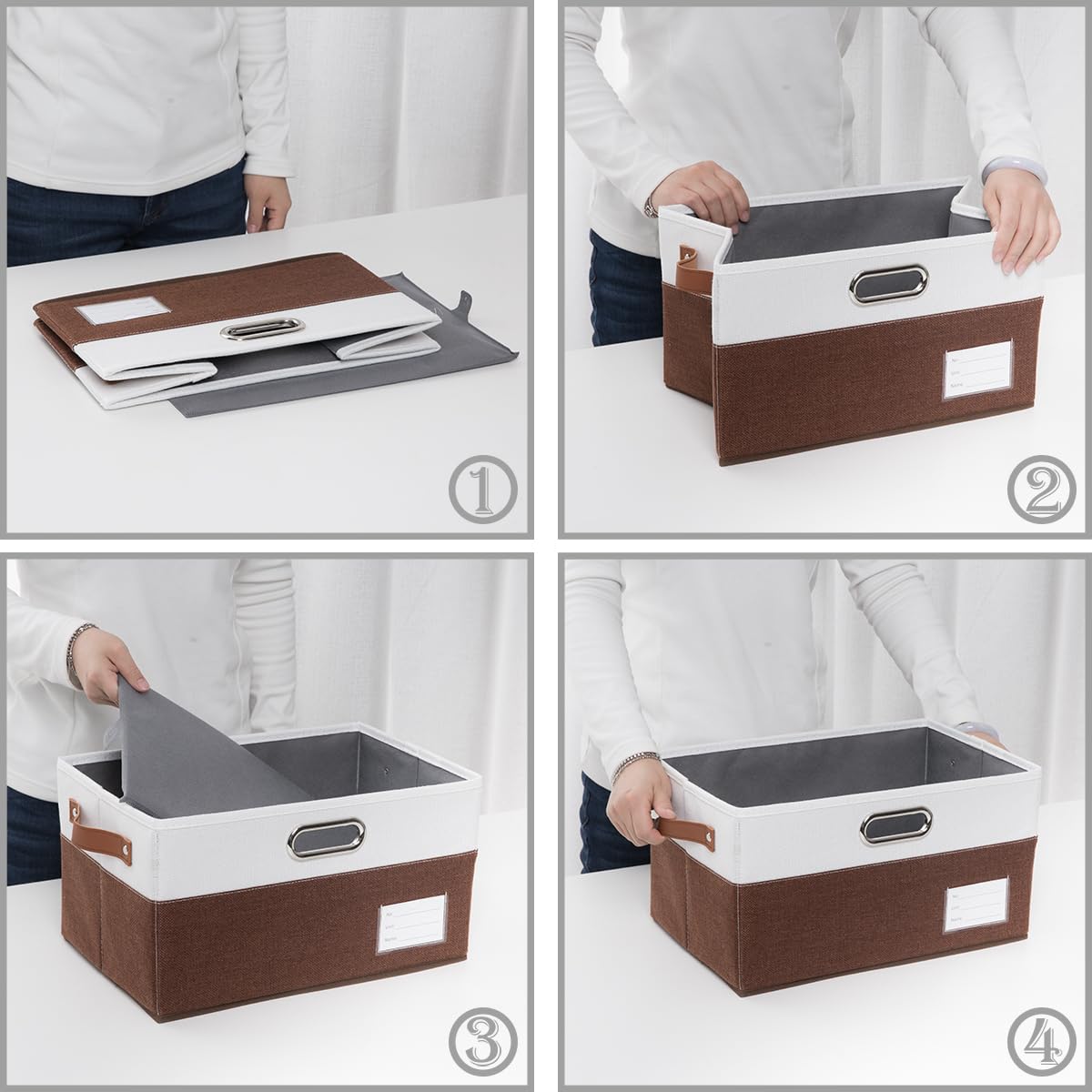 Foldable Storage Bins with Handles [3-Pack] Fabric Collapsible Storage Boxes Baskets Cubes Containers with Handles