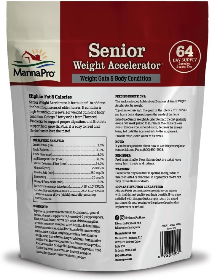 Weight Accelerator Horse Supplement, Meal Topper, Omega-3, 8 lb