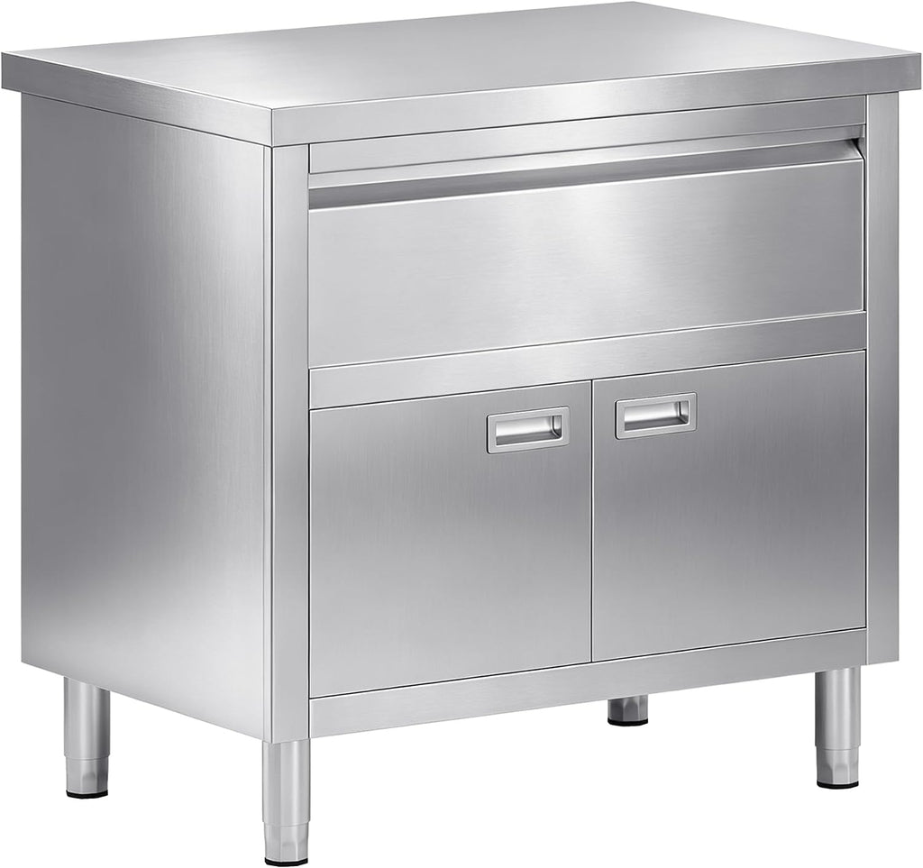 36x24x34 in Stainless Steel Work Table with Cabinet and Drawer