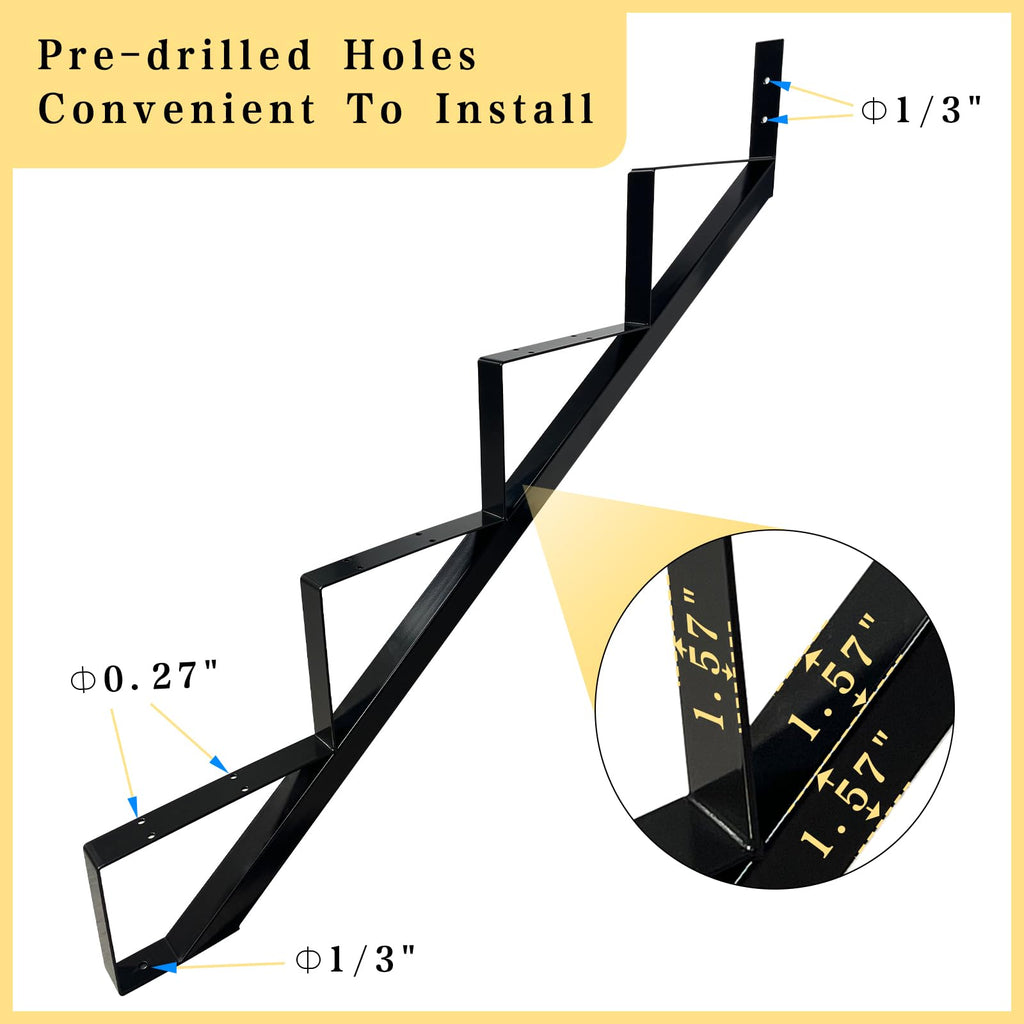 4 Step Metal Stair Step Steel Riser Stringers for 34.7" Height Deck, 2Packs