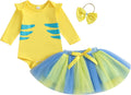 Newborn Baby Girl Halloween Outfit Flounder Costume Long Sleeve Romper with Tutu Skirt Infant Halloween Costumes