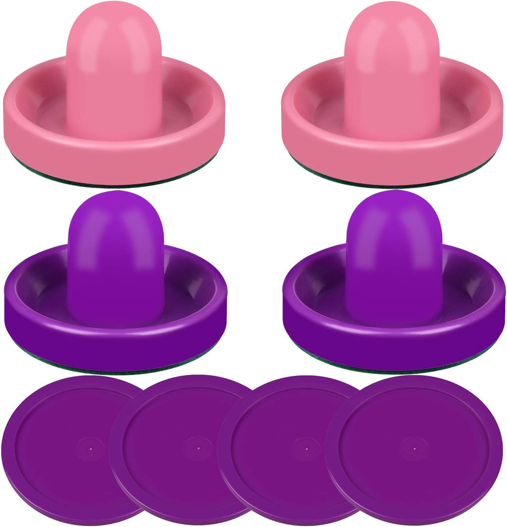 Air Hockey Pushers and Red Air Hockey Pucks, Goal Handles Paddles Replacement Accessories for Game Tables (4 Striker