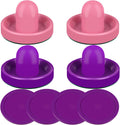 Air Hockey Pushers and Red Air Hockey Pucks, Goal Handles Paddles Replacement Accessories for Game Tables (4 Striker