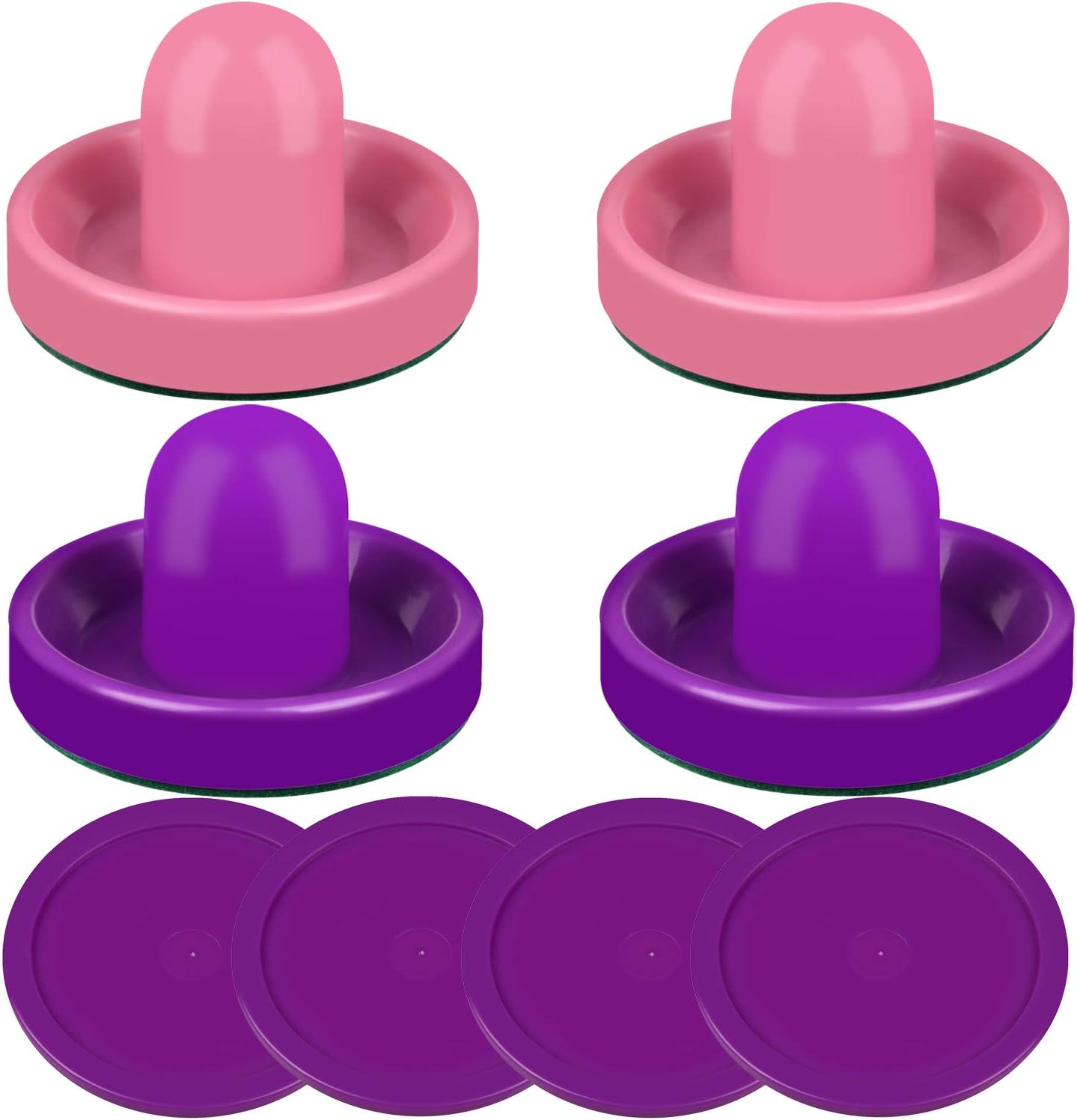 Air Hockey Pushers and Red Air Hockey Pucks, Goal Handles Paddles Replacement Accessories for Game Tables (4 Striker