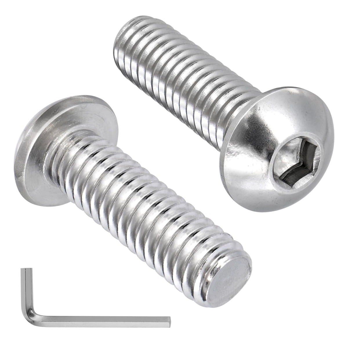 VGBUY 30Pcs 5/16-18 x 3/4" Button Head Socket Cap Bolts Screws, 304 Stainless Steel 18-8, Allen Hex Drive, Bright Finish, Fully Threaded, Hex Spanner Included