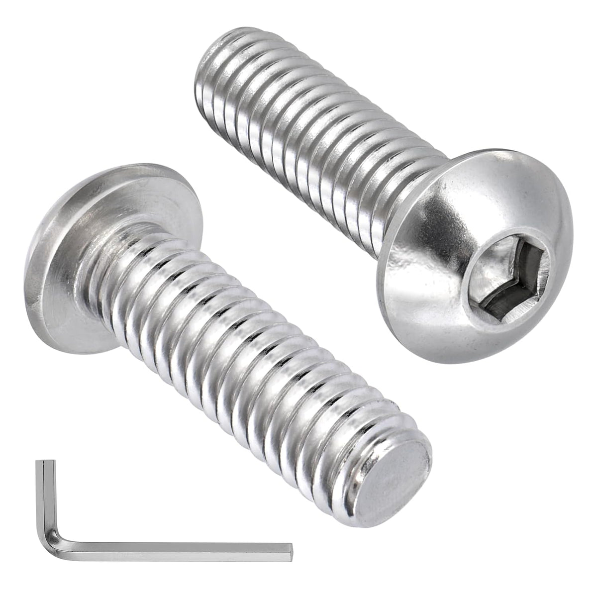 VGBUY 28Pcs 5/16-18 x 1" Button Head Socket Cap Bolts Screws, 304 Stainless Steel 18-8, Allen Hex Drive, Bright Finish, Fully Threaded, Hex Spanner Included