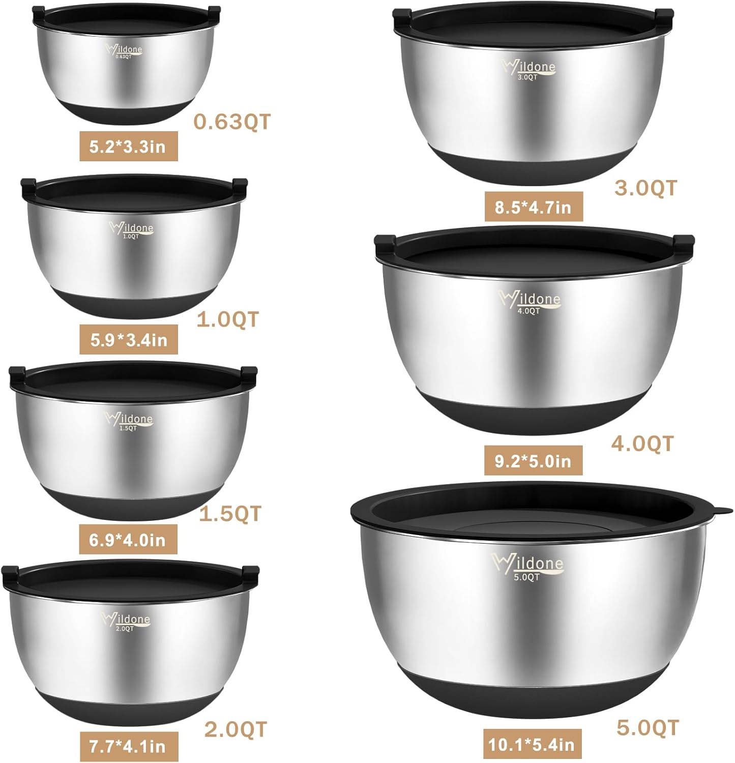 Mixing Bowls with Airtight Lids, 27 PCS Stainless Steel Nesting Bowls, with 3 Grater Attachments, Scale Mark &