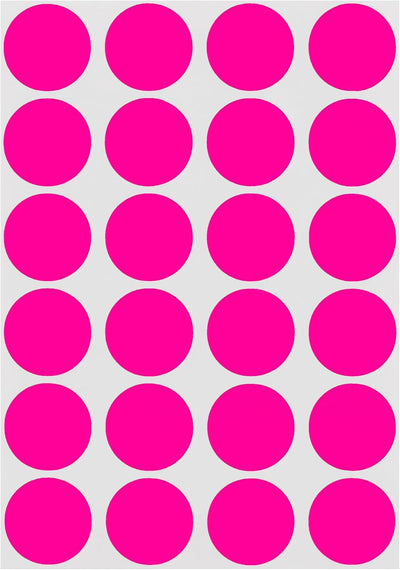 3/4 Inch Dot Stickers, Fluorescent Pink, 1008/Pack