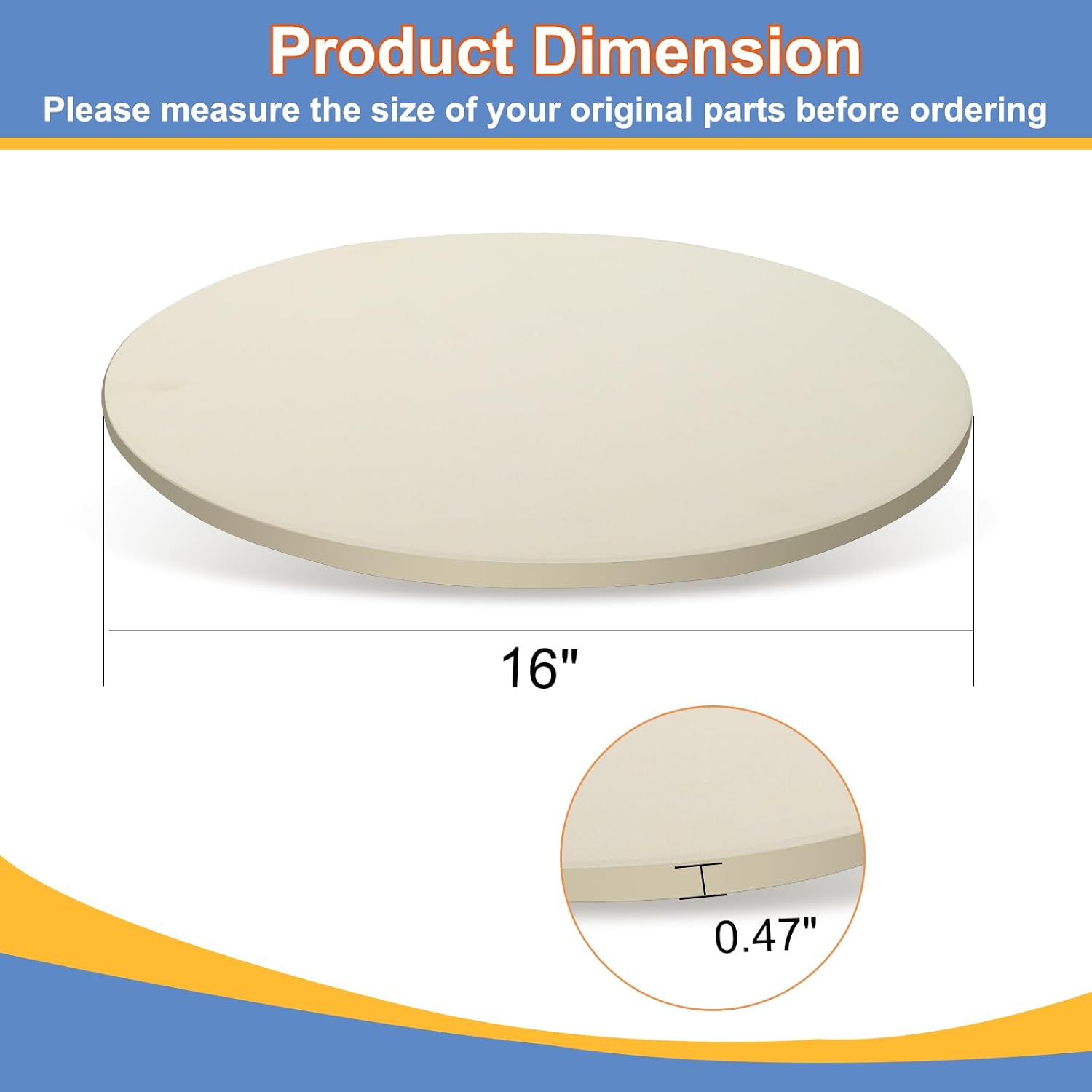 Large Round 16 Inch Pizza Stone for Grill and Oven, Cordierite Baking Stone