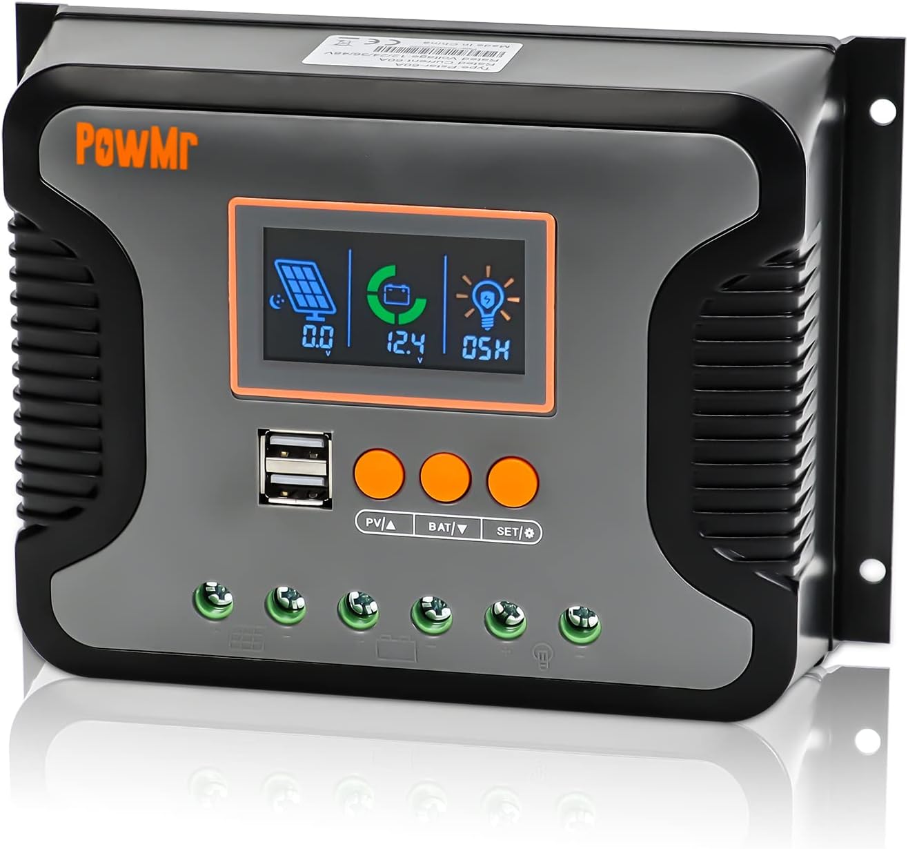 30A 12V/24V/36V/48V PWM Solar Charge Controller w/ LCD Display USB Port for AGM, Gel, Flooded and Lithium Battery,for