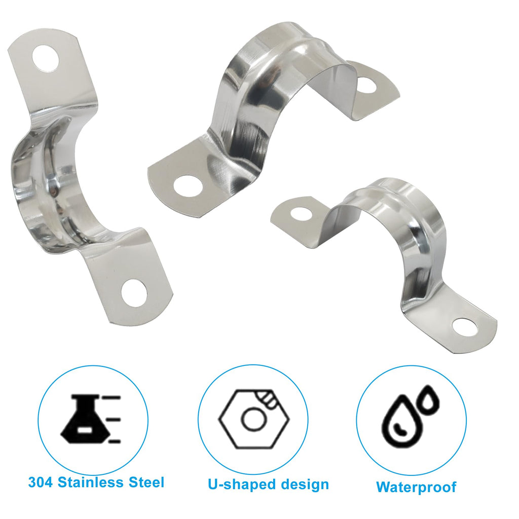 Aoserge M25 1 inch 304 Stainless Steel Rigid Pipe Strap, 30PCS