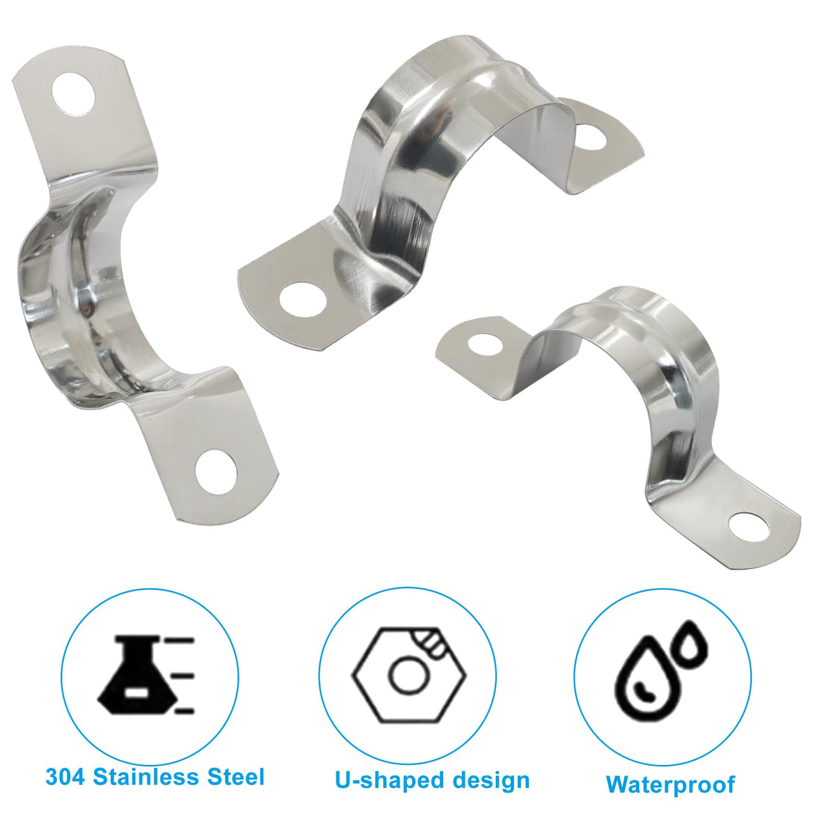 Aoserge M25 1 inch 304 Stainless Steel Rigid Pipe Strap, 30PCS