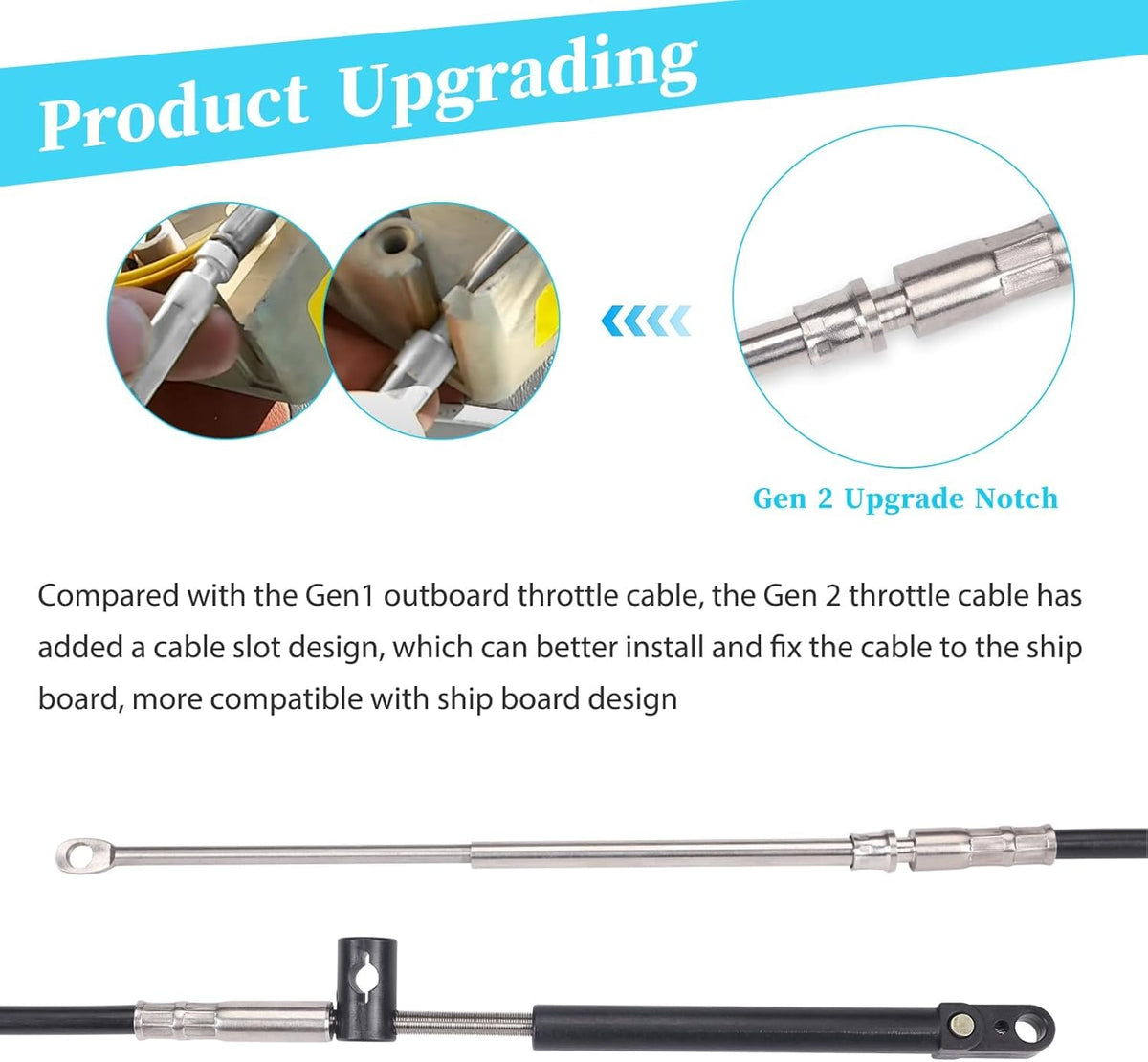 2pcs 19FT Gen2 Boat Throttle and Shift Cables For Mercury 4000 Control