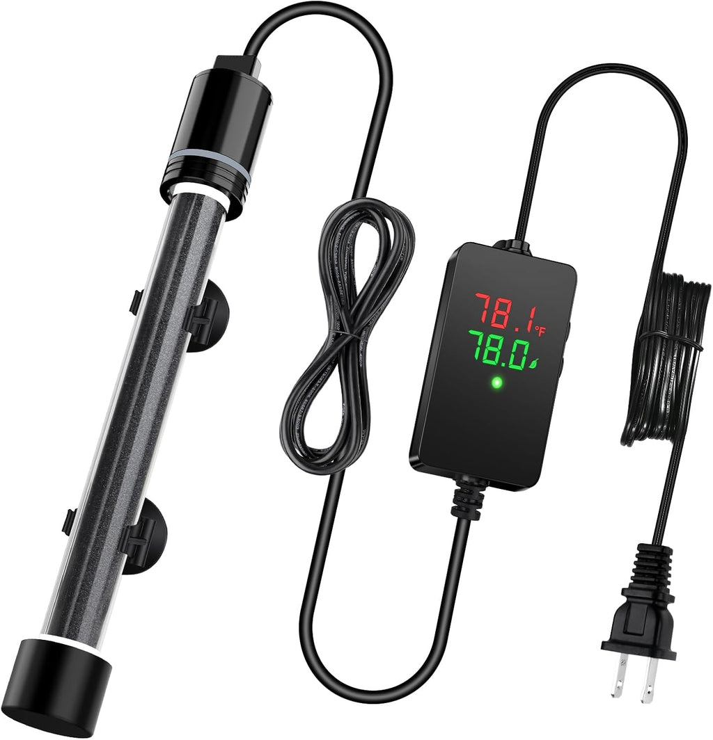 ECO Precise 500W Aquarium Heater Submersible, for 55-100 Gallon Fish Tank, ±0.5℃ Dual Probe Controller, Overheat &