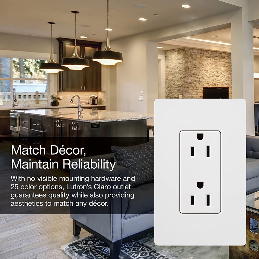 CAR-15-WH Electrical Outlet, 15A Claro Decorator Receptacle - White